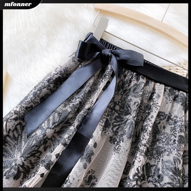 Mw Chân Váy Lưới Cotton Eo Cao Vừa Buộc Dây Thêu Họa Tiết Thanh Lịch Thân Thiện Với Da Cho Nữ