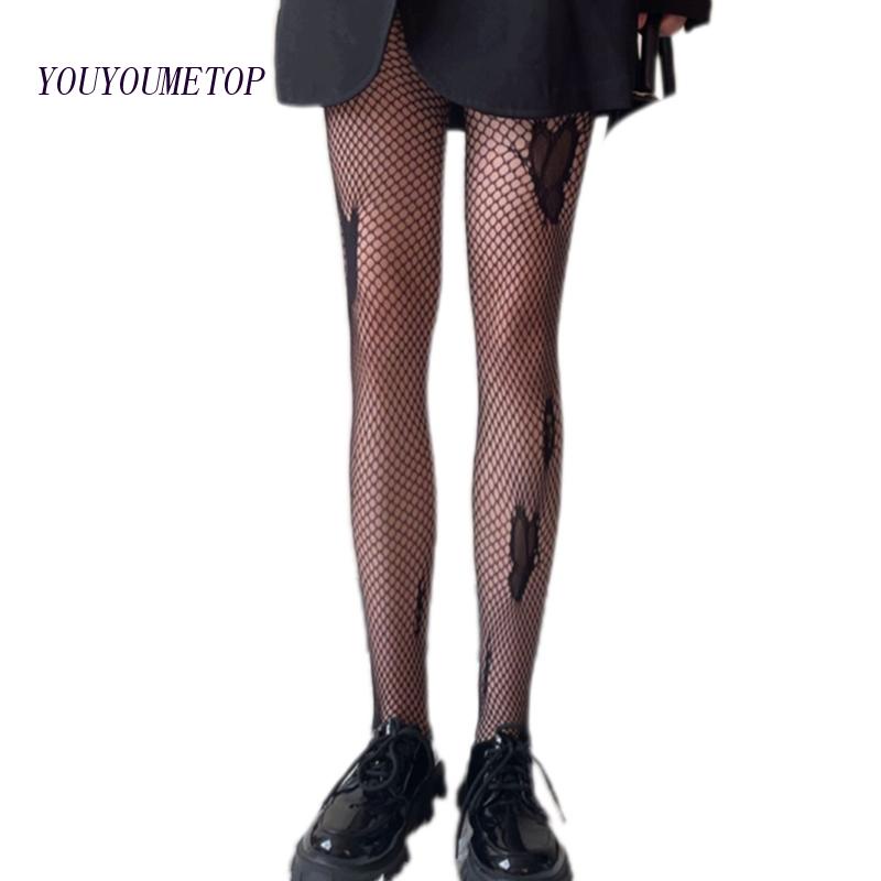 Youyo Quần Tất Lưới Jacquard Họa Tiết Bướm Phong Cách Gothic Punk Gợi Cảm Cho Nữ