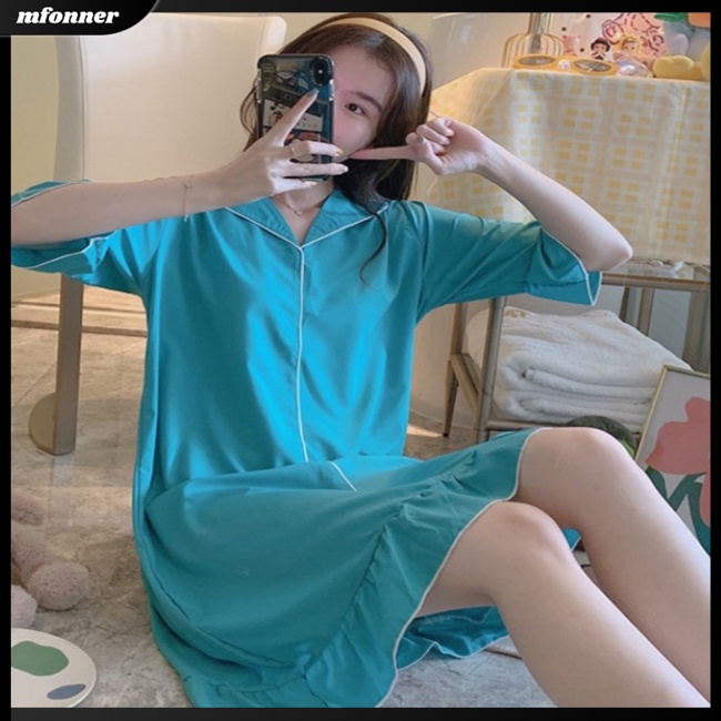 Đầm Ngủ Dáng Rộng Màu Trơn Siêu Mỏng Thời Trang Mùa Hè Dễ Thương Cho Nữ