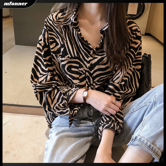 Áo Khoác Sơ Mi Tay Dài Dáng Rộng In Họa Tiết Kẻ Sọc Kiểu Retro Thời Trang Mùa Xuân Cho Bạn Gái