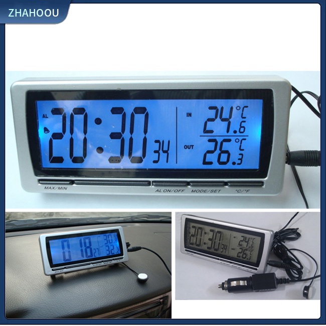 ☃Nhà Cửa☃ Đồng Hồ Báo Thức T08 4 Trong 1 Đa Năng Có Lịch Và Nhiệt Kế Tiện Dụng Cho Xe Hơi