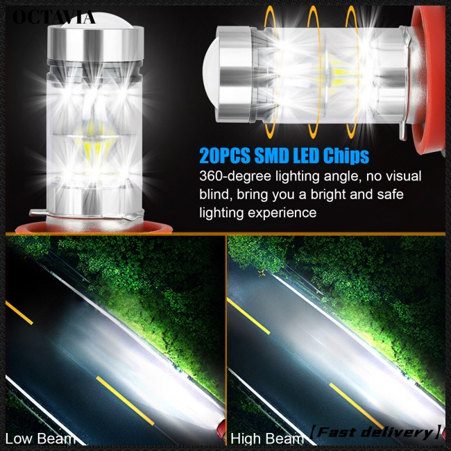 2 Bóng Đèn Led H8 H11 H16 Bảo Vệ 360 Độ 200w 6000k Chống Nước Cho Xe Hơi