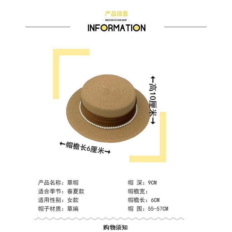 Nón Cói Rộng Vành Đính Ngọc Trai Phong Cách Nhật Bản Thời Trang Đi Biển Mùa Hè Cho Nữ