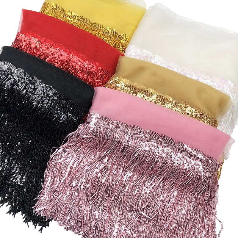 Dây Ruy Băng Tua Rua Kim Sa Lấp Lánh 10 yards 20 cm Dùng Làm Đồ Thủ Công Đa Năng