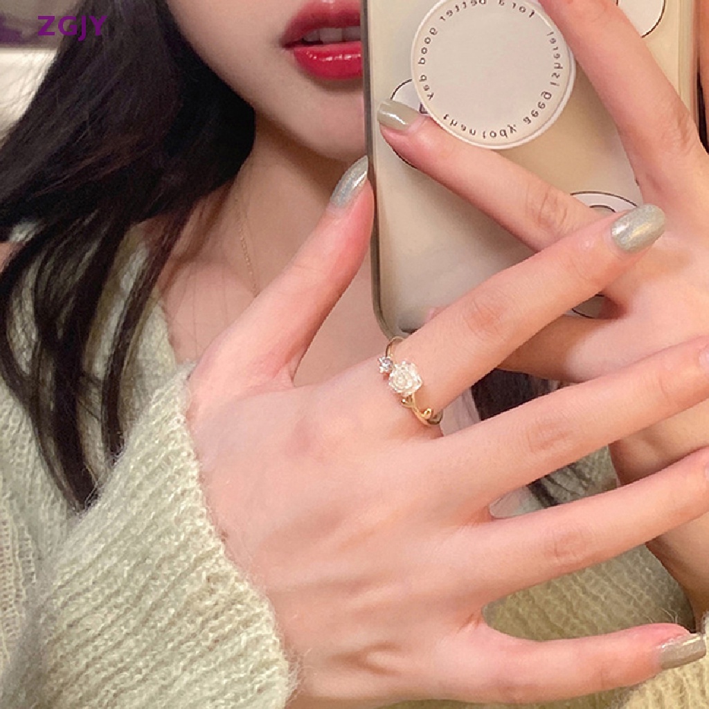 Zgjy Nhẫn Hở Hình Hoa Trà Dễ Thương Nhẹ Nhàng Và Xinh Xắn Có Thể Điều Chỉnh Làm Quà Tặng Thời Trang Cho Bạn Gái
