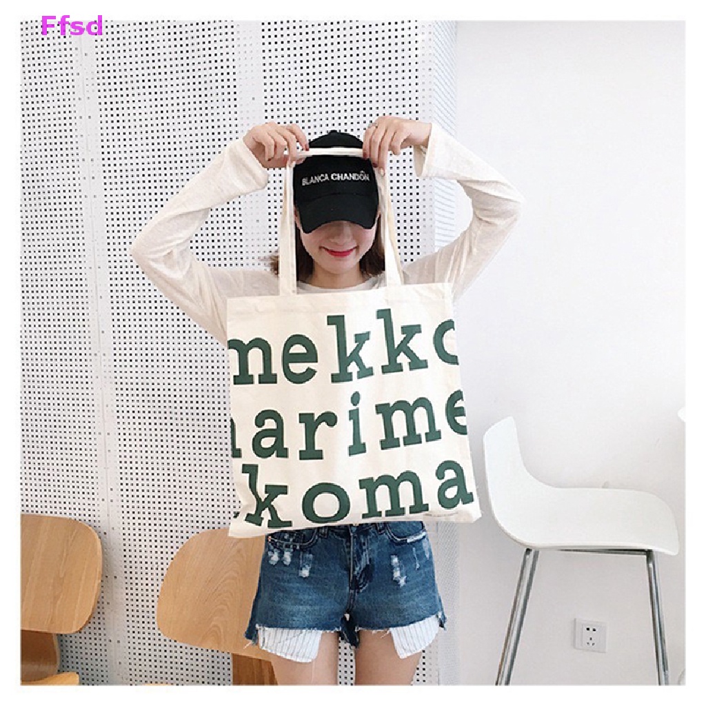 {Ffsd} Hàng Bán Chạy Túi Xách Đeo Vai Bằng Vải Canvas Có Dây Kéo In Chữ Harajuku Giá Rẻ Thời Trang Giản Dị Cho Nữ * Bán Chạy