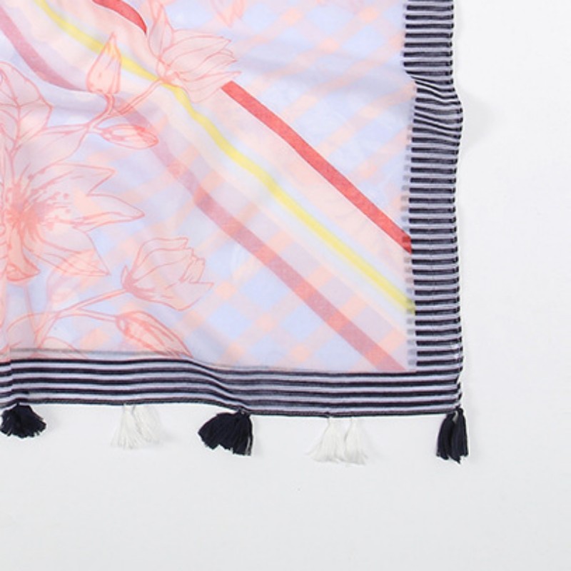 Khăn Choàng Cổ Phối Tua Rua Thoáng Khí Mềm Mại Kích Thước 185-92cm Thời Trang Xuân Hè Xinh Xắn