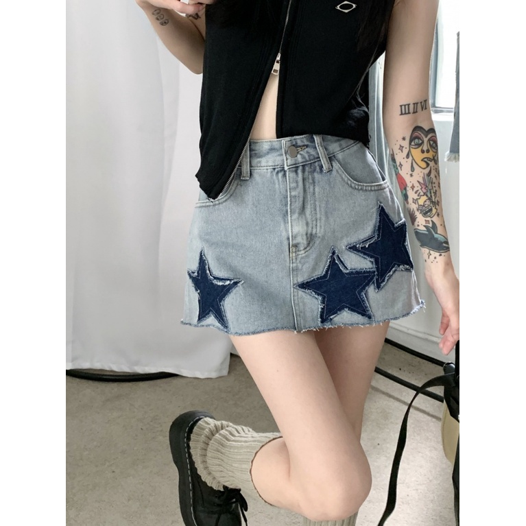 Chân Váy Denim Chữ a Lưng Cao Phong Cách Retro Thời Trang Mùa Hè Dành Cho Nữ