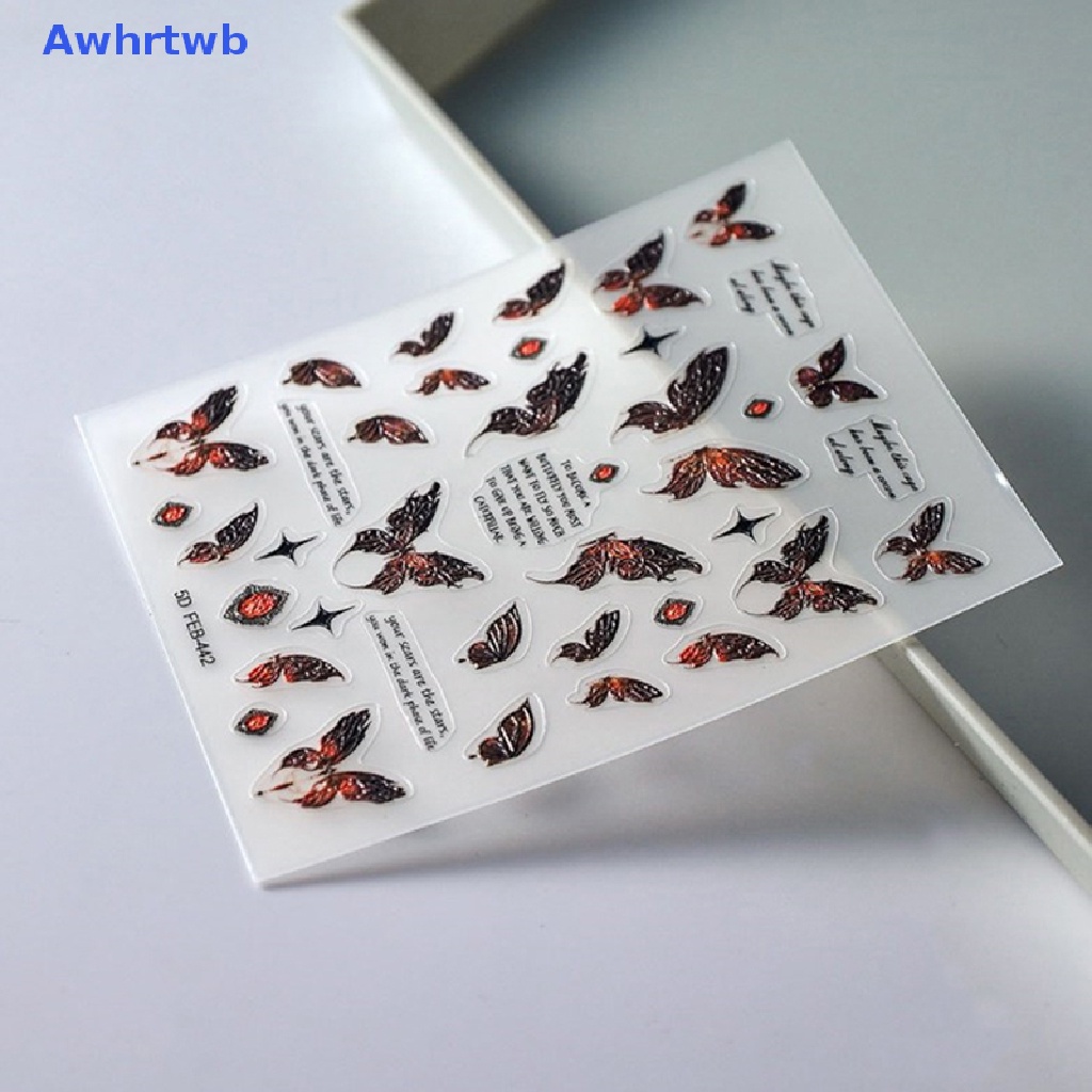 1 Tờ Sticker Dán Móng Tay Hình Bướm 5D Mới