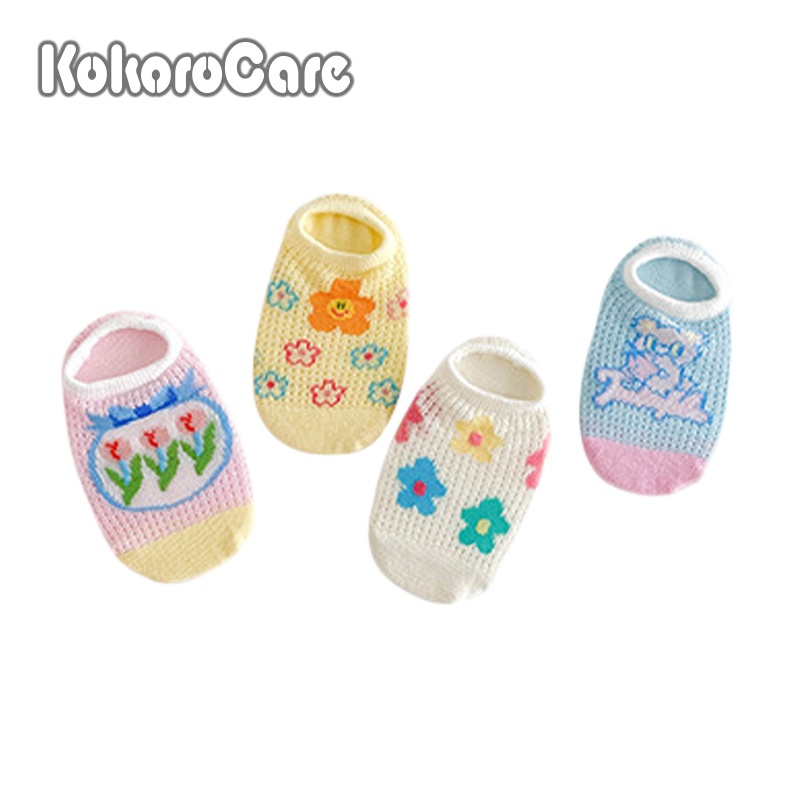 Set 4 Đôi Tất Cotton Mỏng Chống Trượt Họa Tiết Hoa Dễ Thương Cho Bé Gái MSW-115 2023 S / M / L 1-8 Tuổi