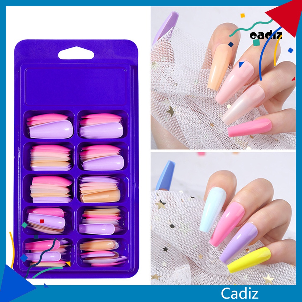 Hộp 100 Móng Tay Giả Có Thể Gấp Lại Không Để Lại Dấu Vết Hình Chữ T Nhiều Màu Sắc Dành Cho Salon