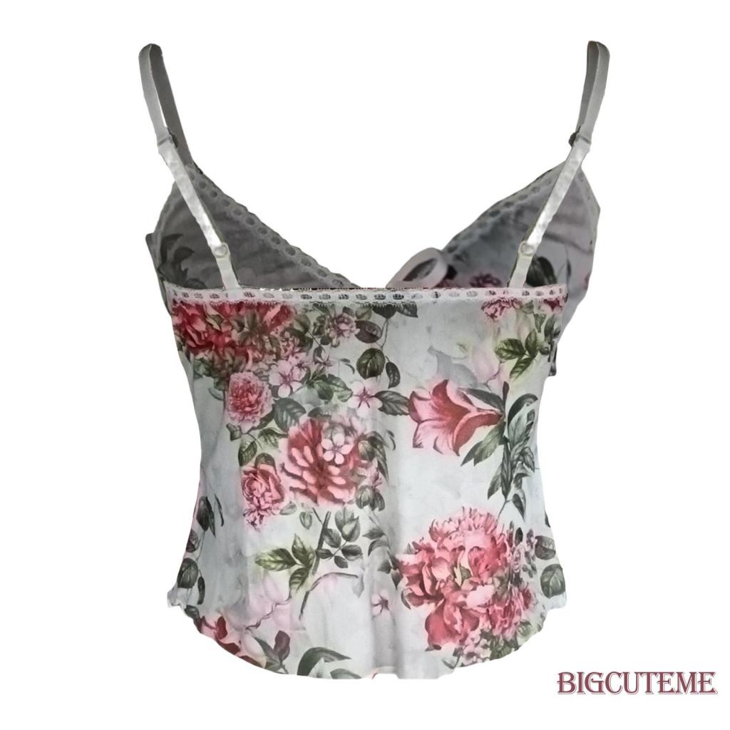 Áo Hai Dây Cổ Chữ V In Họa Tiết Hoa Thời Trang Mùa Hè Dành Cho Nữ