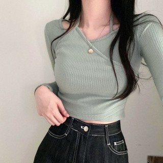 [Brandi / By Young] Áo Thun Gân Crop Top Cột Dây Hàn Quốc
