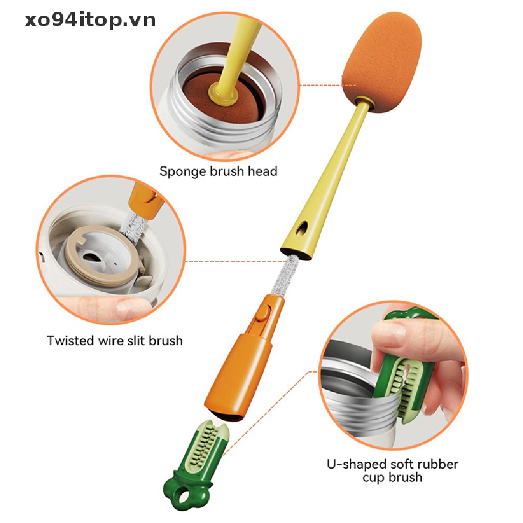 Cọ Rửa Ly 3 Trong 1 Cán Dài Tiện Lợi