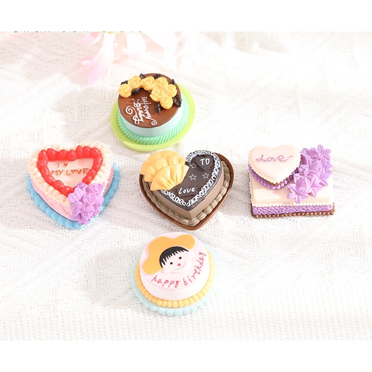 Mô Hình Tiểu Cảnh "Bánh Sinh Nhật Mini" Trang Trí Sen Đá, Sân Vườn/ Chậu Cây, DYI, Terrarium