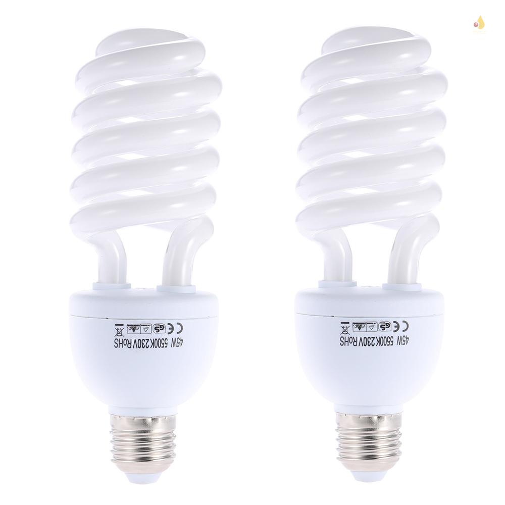 Set 2 Dù Mềm Màu Trắng + 2 Bóng Đèn 45W 6.6Ft + 2 Chuôi Đèn Xoay 33 Inch Dùng Trong Studio Chụp Ảnh