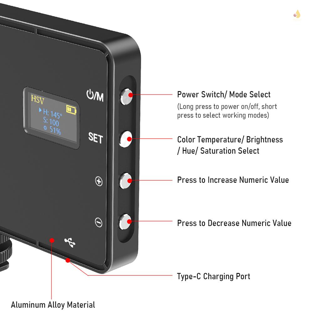 (mynivn) Bảng Đèn LED RGB Video 3000K-8500K 12 Hiệu Ứng Ánh Sáng CRI97 + Tích Hợp Pin Có Thể Điều Chỉnh Cho Quay Video Trực Tuyến