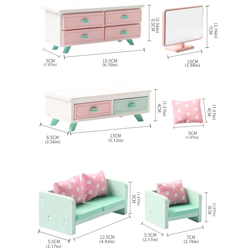 Bộ Đồ Nội Thất Bằng Gỗ Dùng Trang Trí Phòng Khách / Phòng Ăn Cho Bé