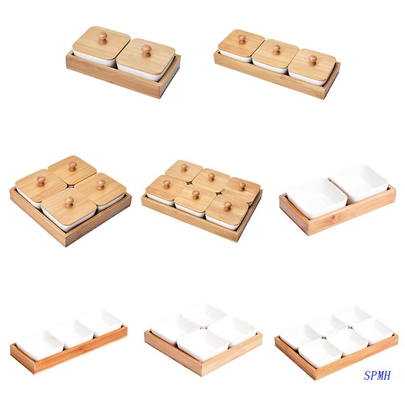 Khay Đựng Gia Vị Chia Ngăn Bằng Gỗ Tre Tiện Dụng Cho Nhà Bếp