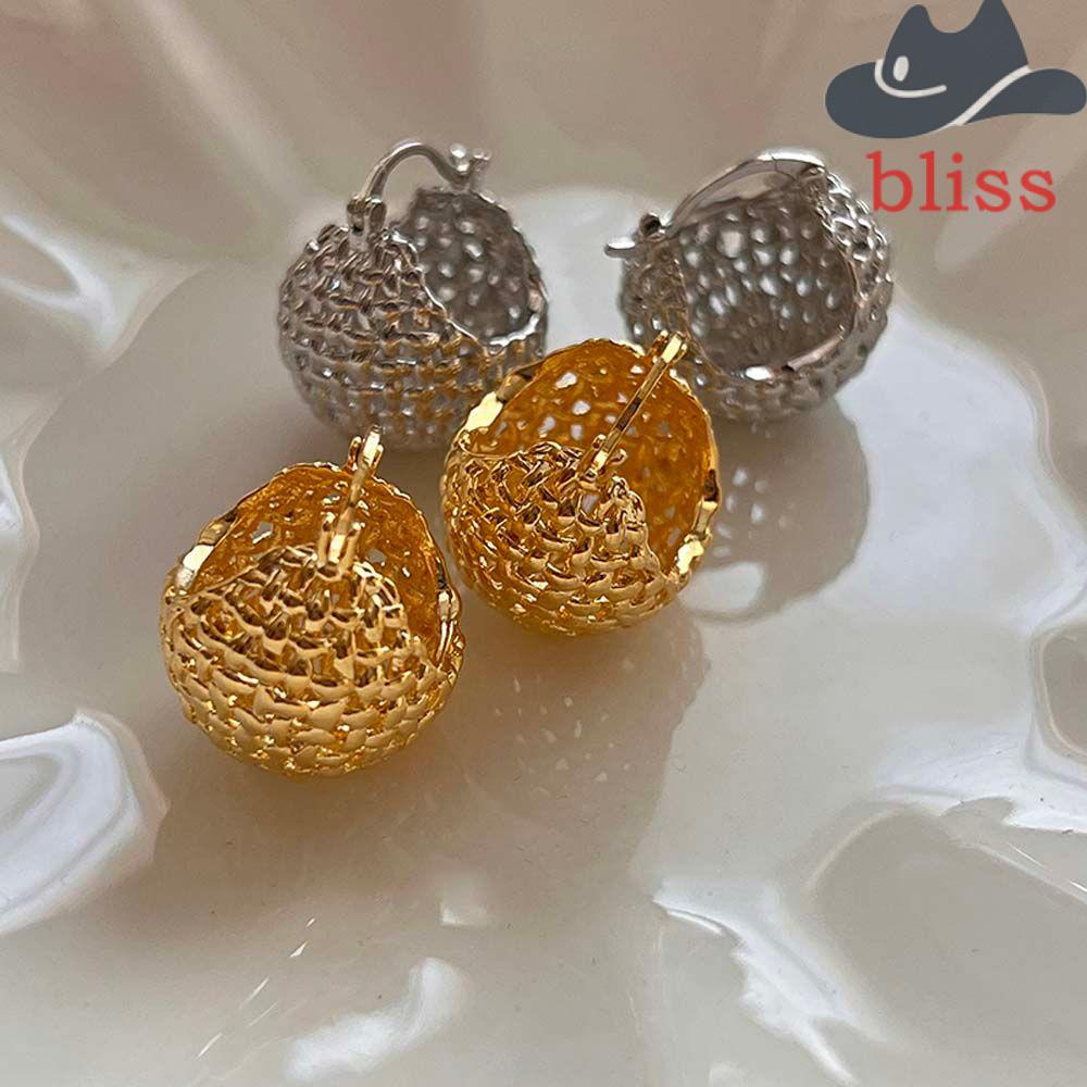 Khuyên Tai Bóng Tròn Đan Rỗng Phong Cách Retro Cho Nữ