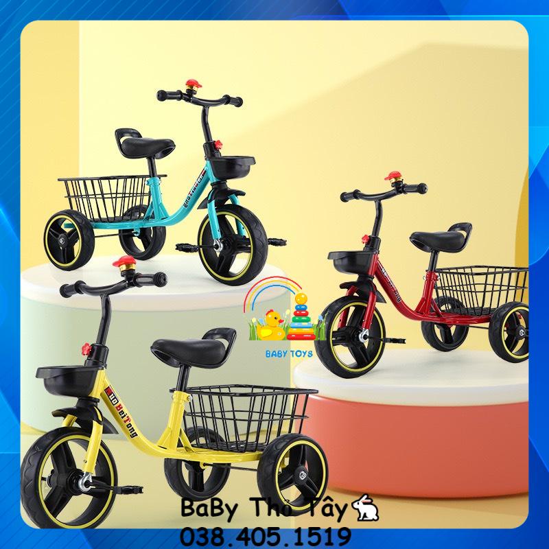 Xe đạp 3 bánh, xe đạp trẻ em có giỏ đồ lớn đằng sau đủ màu cho bé