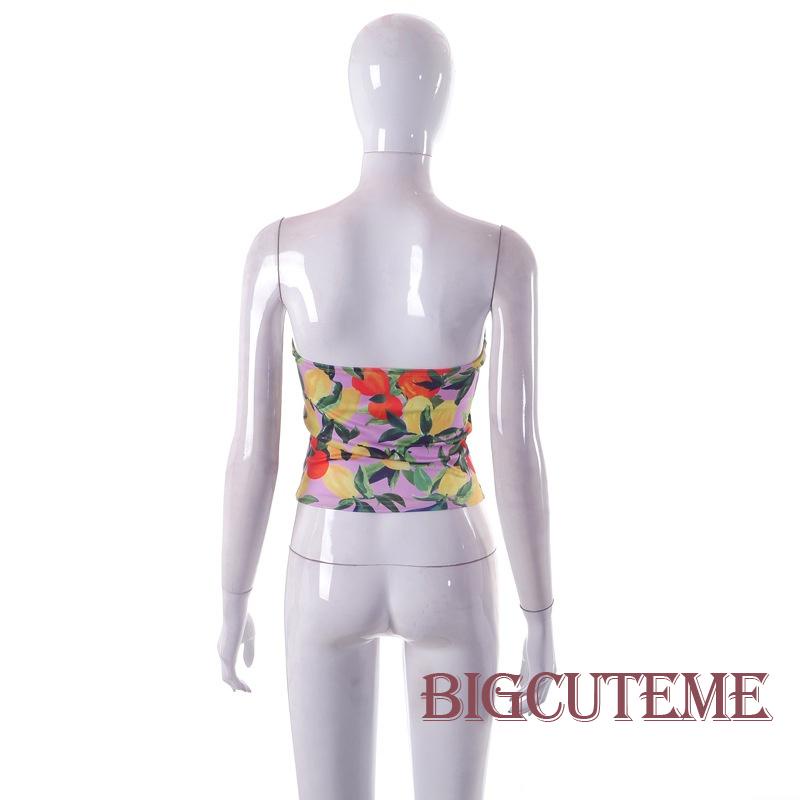 Áo Lửng Không Tay Hở Lưng Họa Tiết Hoa Thời Trang Quyến Rũ Cho Nữ