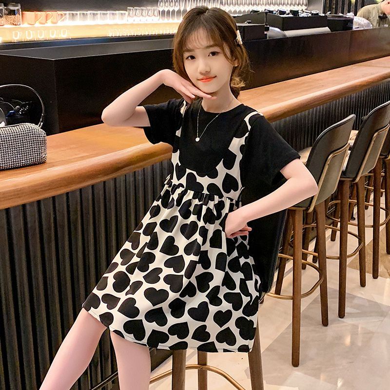 Đầm Công Chúa Giả Hai Mảnh Ghép Màu Phong Cách Phương Tây Mẫu Mới Mùa Hè 2023 Dành Cho Bé Gái