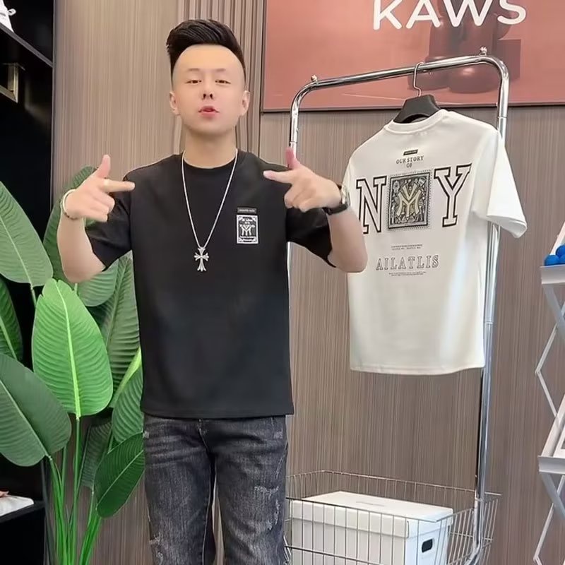 Áo Thun Cotton Tay Ngắn Cổ Tròn In Họa Tiết Hoạt Hình Thời Trang Mùa Hè Cho Nam