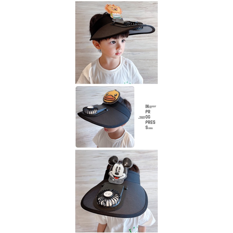 Mũ Chống Nắng Mùa Hè Vành Rộng Có Quạt Có Thể Sạc Lại Cho Bé Trai Và Bé Gái