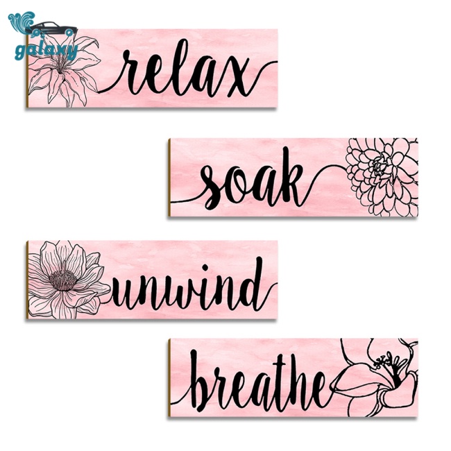 Galaxy Set 4 Bảng Gỗ Treo Tường Dày Dặn Họa Tiết Hoa Vintage Trang Trí Phòng Khách / Phòng Tắm