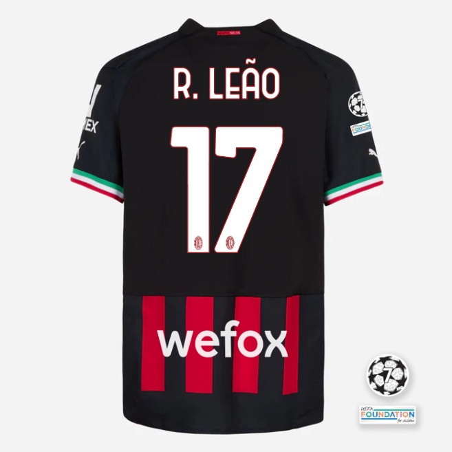 Áo Thun Thể Thao Tay Ngắn HQ1 2022-2023 AC Milan Home Away Rafael Leao Jersey QH1
