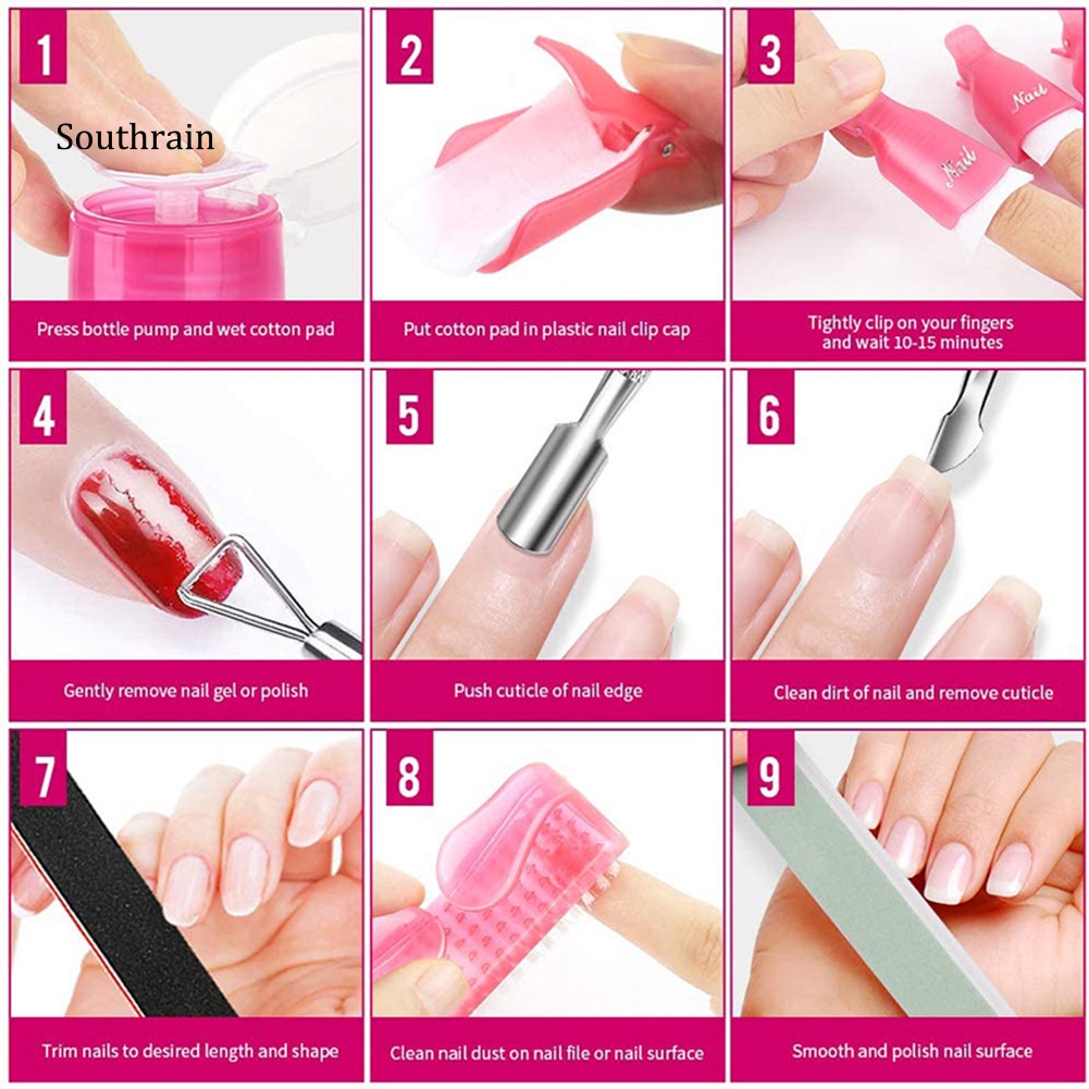 1 Bộ Dụng Cụ Tẩy Sơn Móng Tay Dạng Kẹp &amp; Đẩy Biểu Bì Da Chết