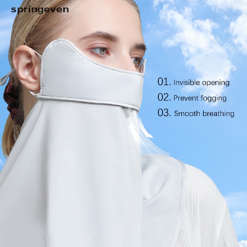 Khẩu Trang Chống Nắng Chống Tia UV Bằng Lụa Lạnh Bảo Vệ Tai Và Cổ Cho Nữ