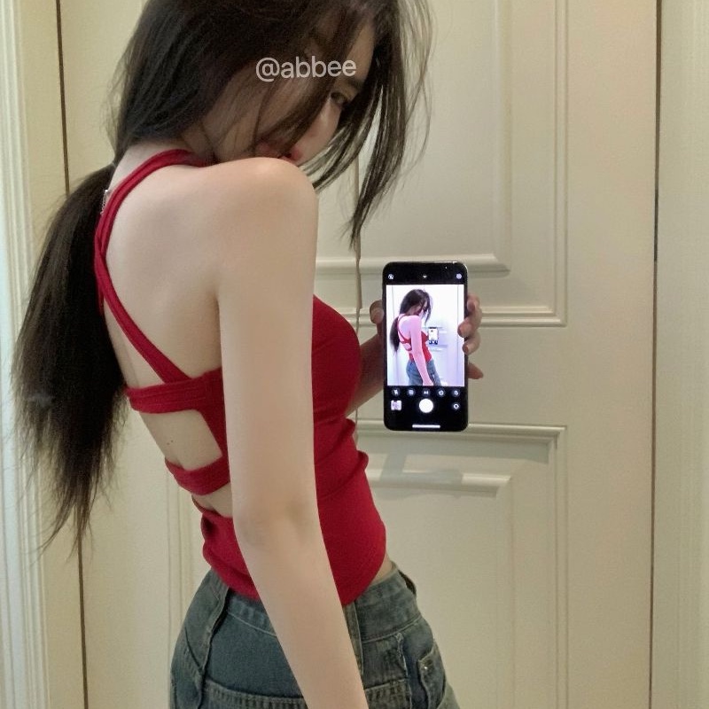 Cozok Áo Không Tay Hở Lưng Màu Trơn Gợi Cảm Thời Trang