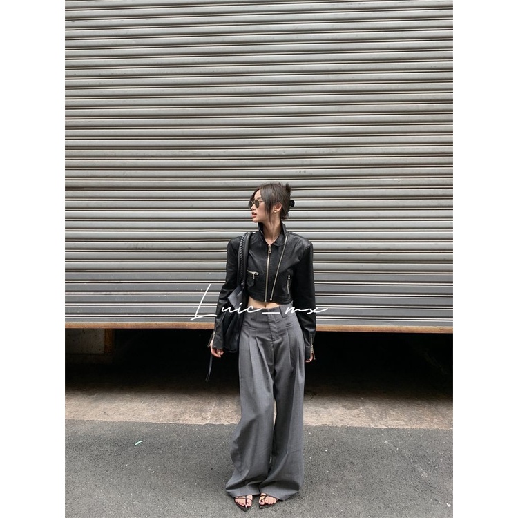 Áo Khoác Da pu Dáng Ngắn Phong Cách Retro Mỹ Thời Trang Xuân Thu Cho Nữ Tik Tok DE1T