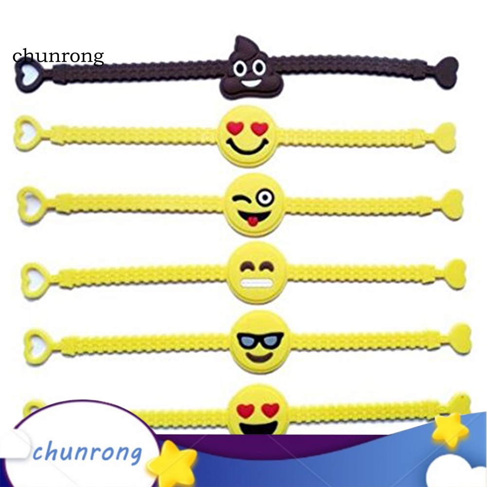 Cr Vòng Tay Cao Su PVC Thiết Kế Biểu Tượng Cảm Xúc Dễ Thương