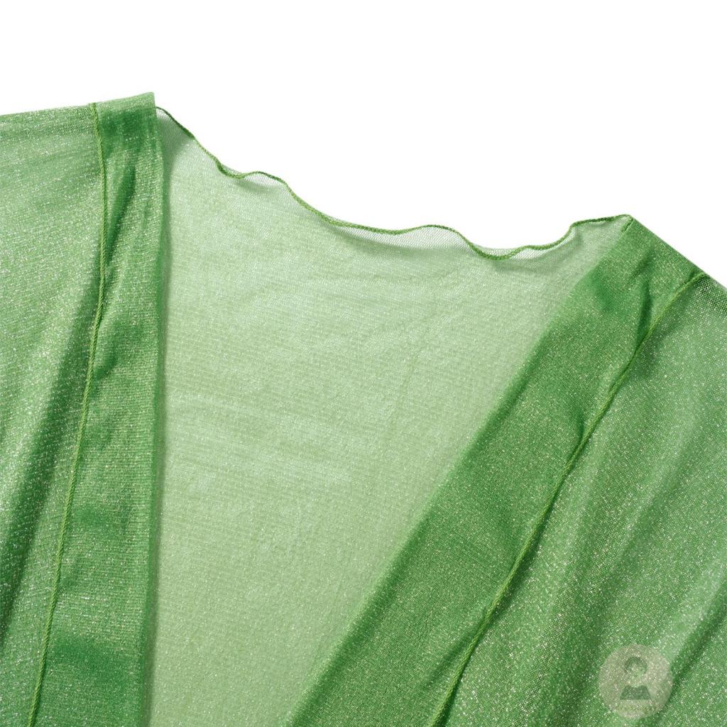 Áo Kiểu Nữ Tay Dài Cổ Chữ V Màu Xanh Lá Thời Trang Mùa Hè