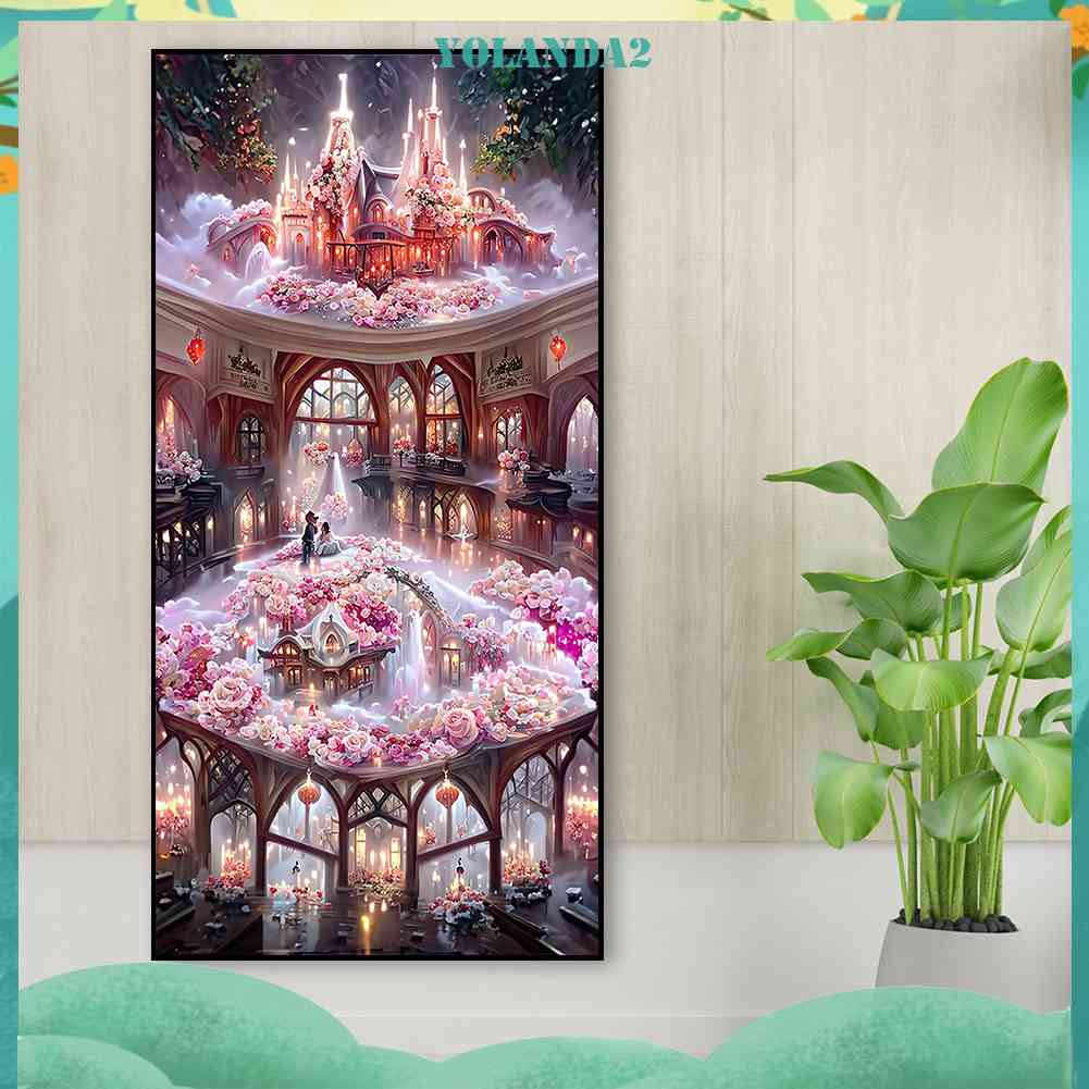 Bộ Tranh Đính Đá Tự Làm Toàn Diện Họa Tiết Hoa Hồng Dùng Trang Trí Phòng