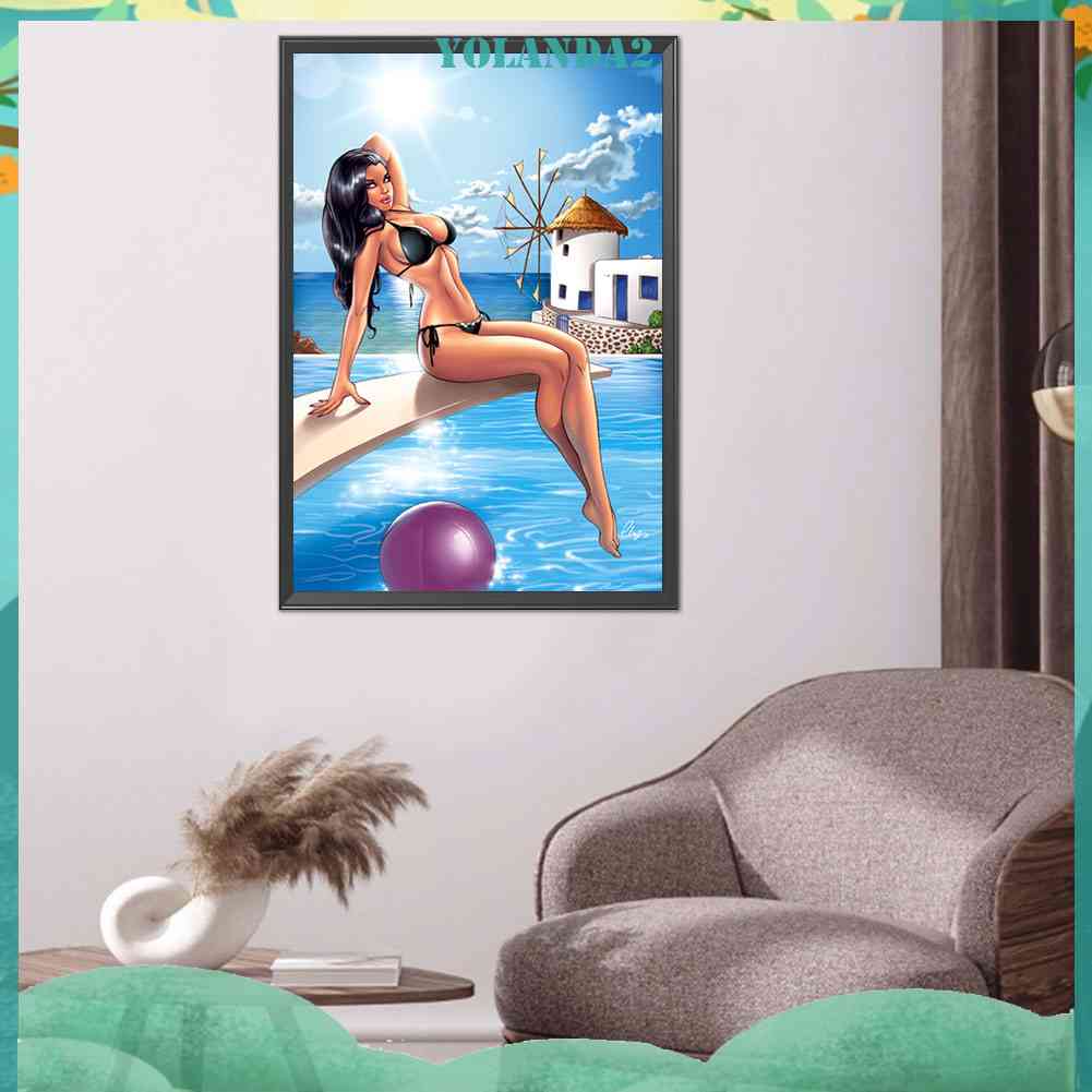 Tranh Đính Đá Kim Cương Toàn Bộ 5D DIY Hình Vẽ Người Đẹp Trang Trí Nhà Cửa