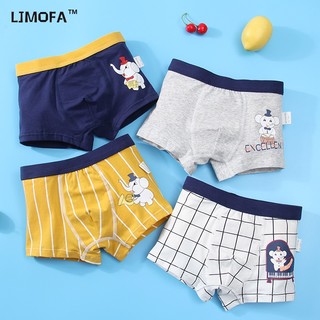 LJMOFA KIDS Quần Lót Boxer Cotton Mềm Mại Thoáng Khí In Họa Tiết Hoạt Hình Đáng Yêu Cho Bé Trai 1-13 Tuổi