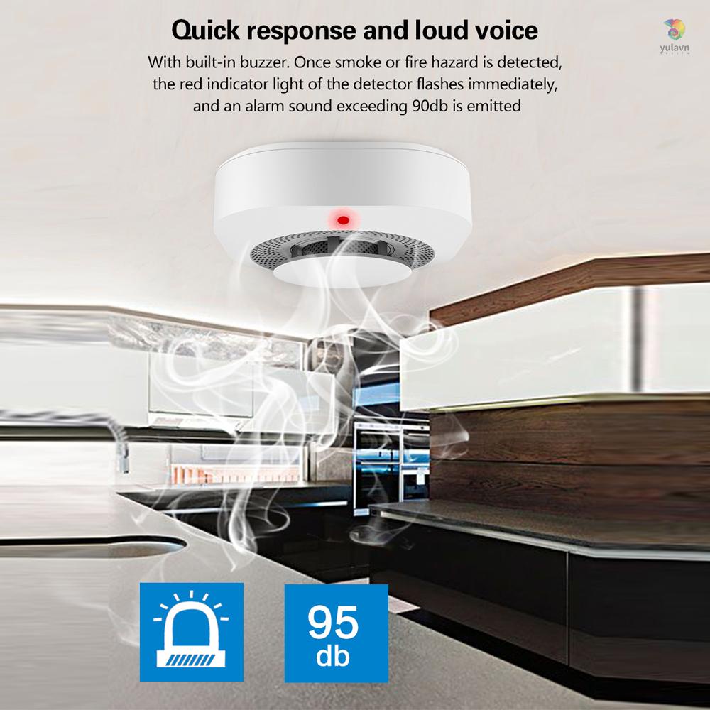 (yala) Thiết Bị Báo Khói Thông Minh Kết Nối WiFi Cảm Biến Thông Minh Tương Thích Với Ứng Dụng Điện Thoại Di Động Cho Nhà Bếp Phòng Ngủ Văn Phòng