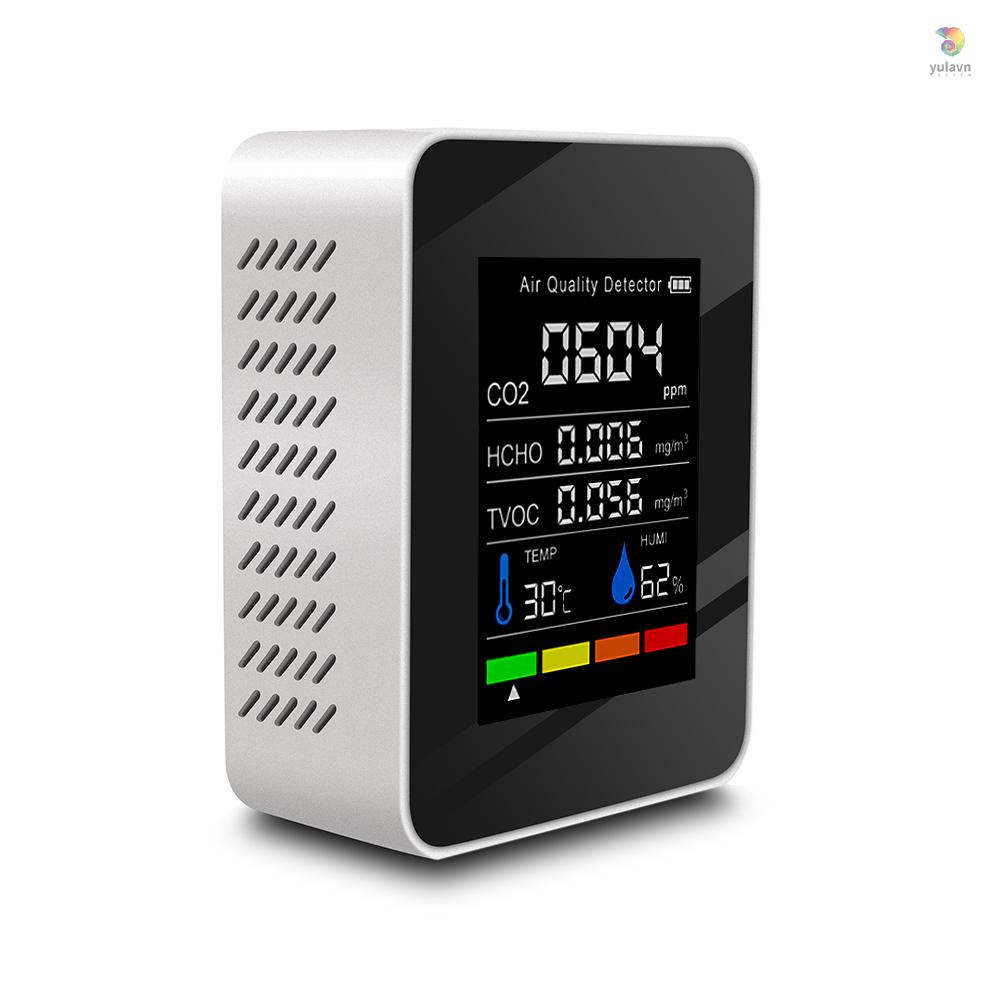 Thiết Bị Kiểm Tra Chất Lượng Không Khí CO2 Đa Chức Năng Với Carbon Dioxide TVOC HCHO Giá Trị Nhiệt Độ Và Độ Ẩm