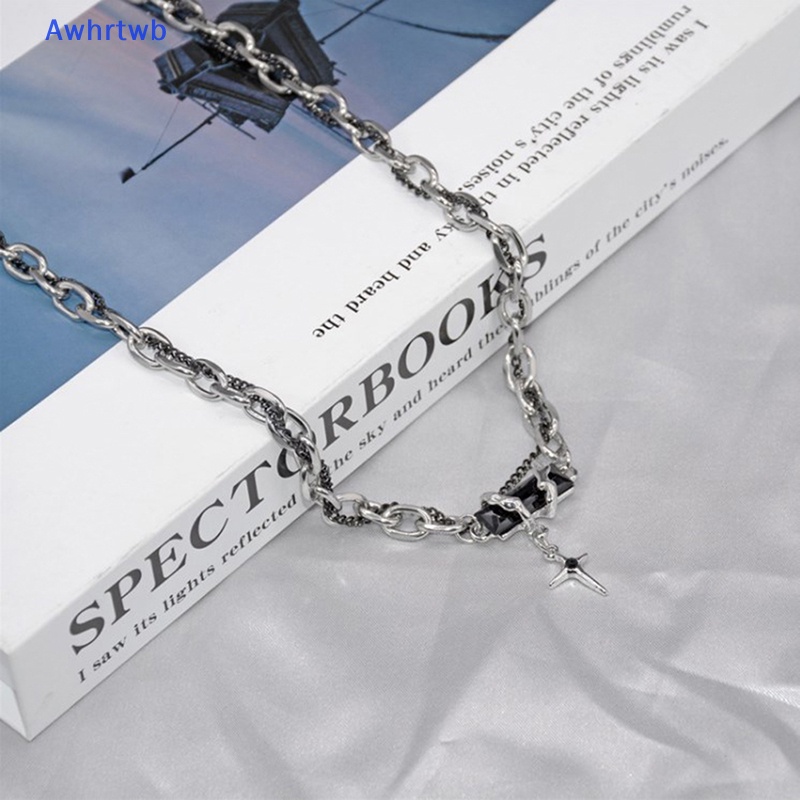 Vòng Cổ Choker Bằng Thép Titan Mặt Thánh Giá Đính Đá Zircon Đen Thời Trang Cho Nam Và Nữ Mới
