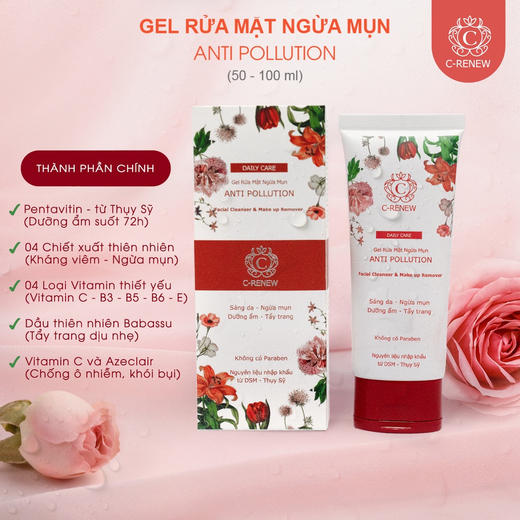 Sữa Rửa Mặt Chuyên Cho Da Bị Mụn Ẩn, Mụn Cám Do Khói Bụi, Thức Đêm | C-Renew