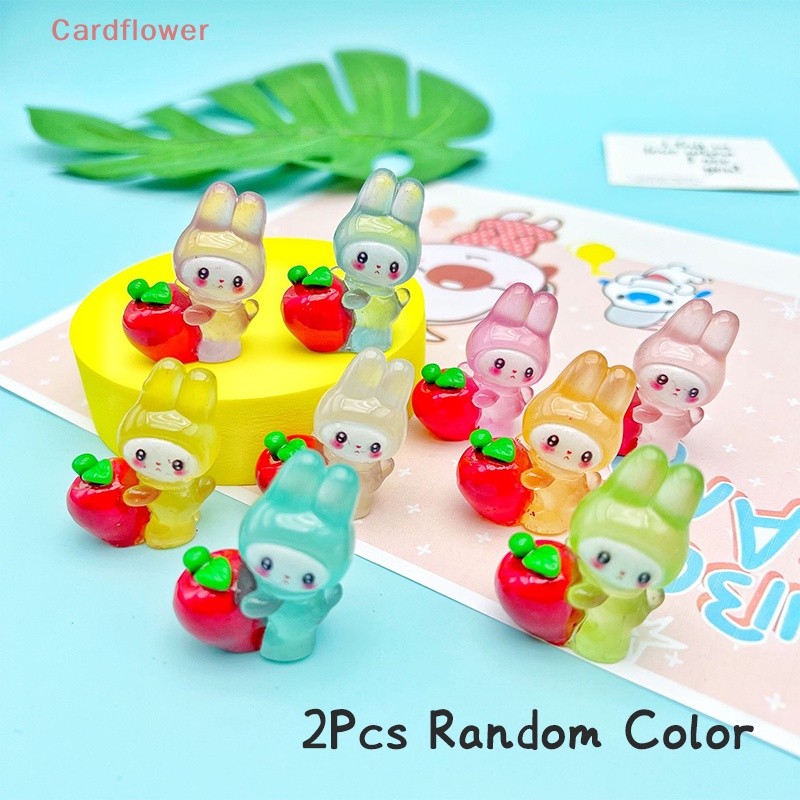 Bộ 2 Búp Bê Hình Thỏ Bunny Hoạt Hình Phát Sáng Dùng Trang Trí Tiểu Cảnh Mới