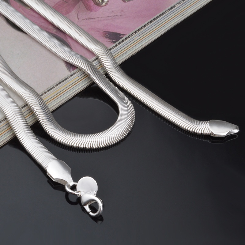 Vòng cổ Mạ Bạc 925 6MM Hình Xương Rắn Cho Nam &amp; Áo Thun Nữ Tay Ngắn In Chữ Thời Trang Trẻ Trung