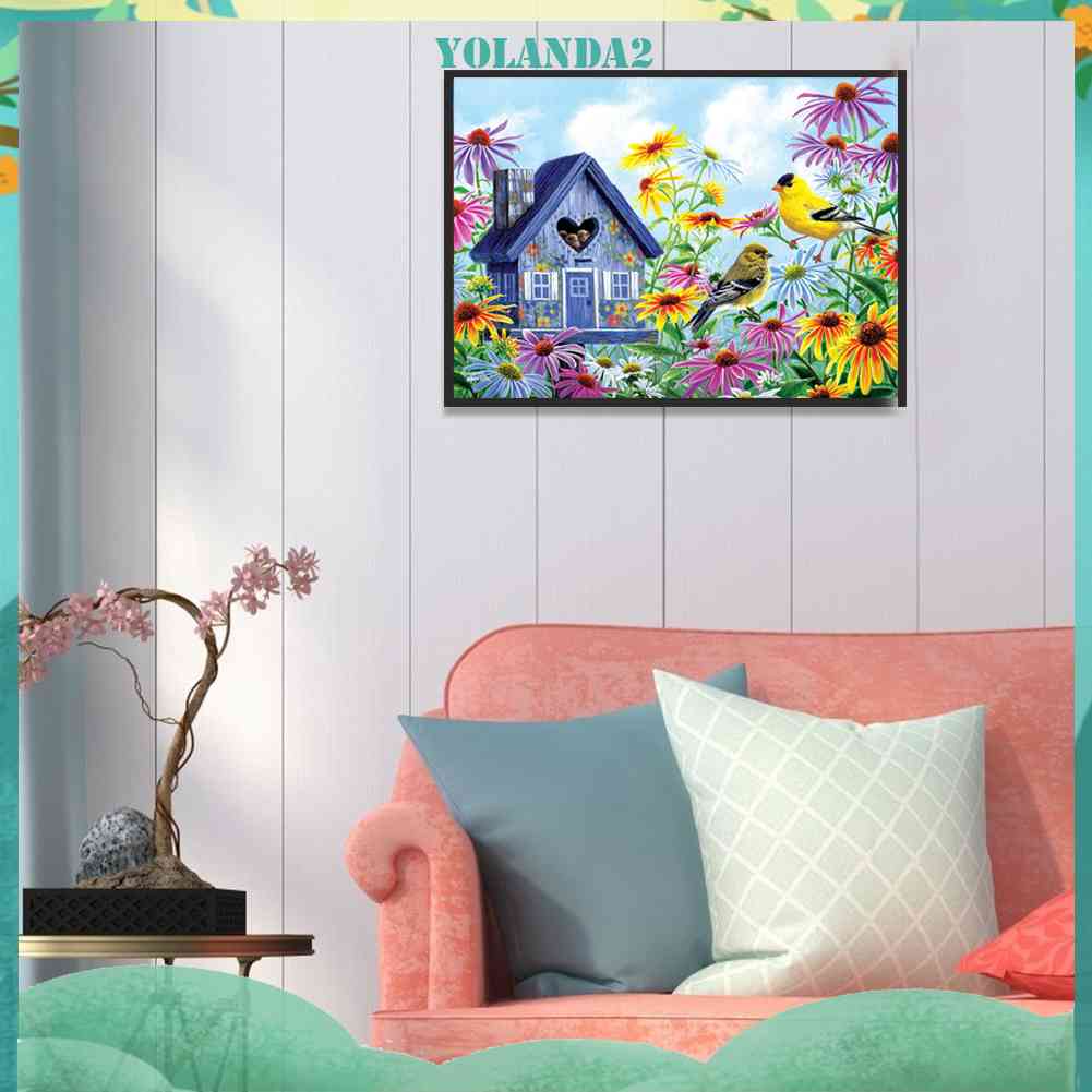 Tranh Đính Đá Kim Cương Toàn Bộ 5D DIY Hình Vẽ Chim Và Hoa