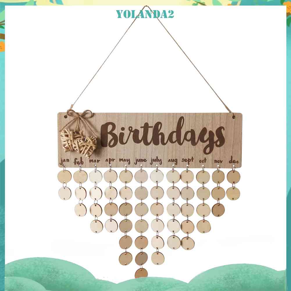 Lịch Nhắc Nhở Ngày Sinh Nhật Treo Tường Hình Tròn Bằng Gỗ DIY