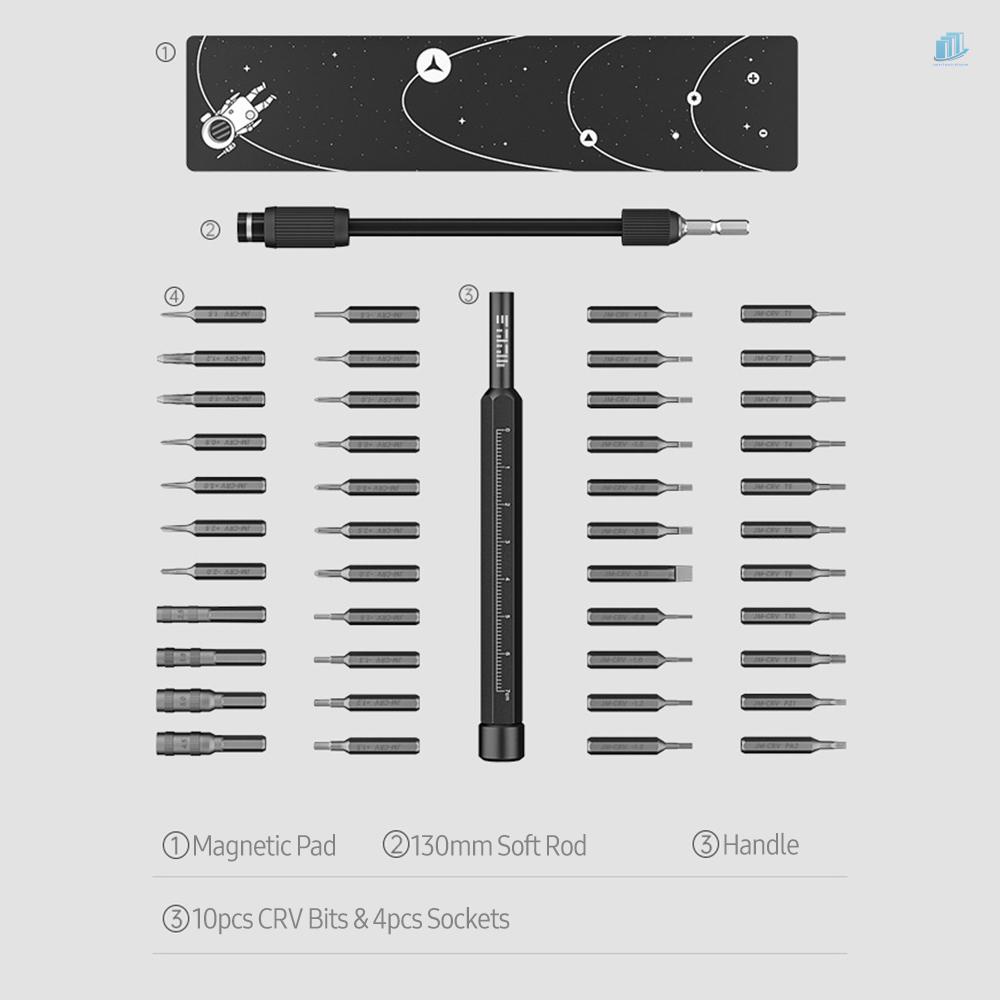 Bộ 46 Đầu Tua Vít Ổ Cắm Và Túi Đựng Bằng Hợp Kim Thép Chính Xác Cao Đa Năng JAKEMY H4 * 28MM CR-V