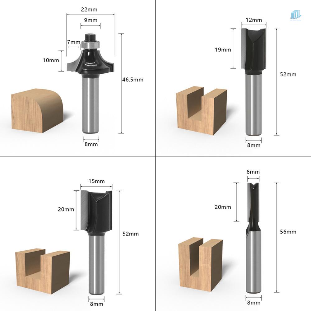 Bộ 12 Mũi Khoan Cắt Gỗ Tungsten Carbide 8mm Chuyên Dụng